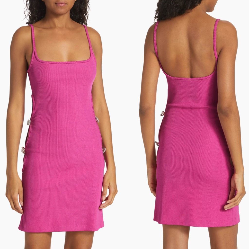 Mach & Mach Rib-Knit Crystal Bow Cut Out Minidress Size 6 $804
